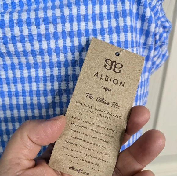 NEW Albion Hamptons One Piece Swimsuit Medium Bluebell Gingham Coastal Preppy - Picture 9 of 14